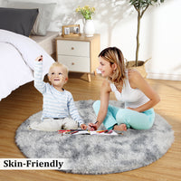 Garvee Fluffy & Sheepskin Light Grey 3.3'-Round Shag Rug Plush Shaggy Rugs Soft Area Rug for Bedroom Fluffy Area Rug Non-Slip Furry Plush Rugs Modern Accent Rug for Indoor Bedroom Living Room
