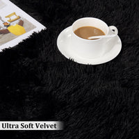 Garvee Fluffy & Sheepskin Pure Black 2.6'-Round Area Rug for Living Room Black Plush Shag Rugs for Bedroom Nursery Room Soft Shaggy Rug Anti-Slip Kids Playroom Fuzzy Rugs for Dining Room Decor Floor Carpet