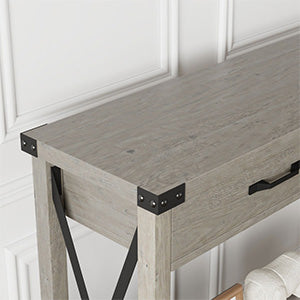 Garvee Console Table with 2 Drawers, Farmhouse Sofa Table with Storage Shelf, Accent Wood Entryway Table for Entryway, Grey