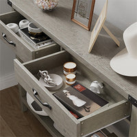 Garvee Console Table with 2 Drawers, Farmhouse Sofa Table with Storage Shelf, Accent Wood Entryway Table for Entryway, Grey