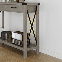Garvee Console Table with 2 Drawers, Farmhouse Sofa Table with Storage Shelf, Accent Wood Entryway Table for Entryway, Grey
