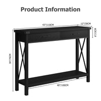 Garvee Console Table with 2 Drawers, Farmhouse Sofa Table with Storage Shelf, Accent Wood Entryway Table for Entryway, Black