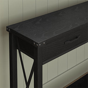 Garvee Console Table with 2 Drawers, Farmhouse Sofa Table with Storage Shelf, Accent Wood Entryway Table for Entryway, Black