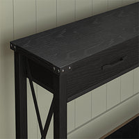 Garvee Console Table with 2 Drawers, Farmhouse Sofa Table with Storage Shelf, Accent Wood Entryway Table for Entryway, Black