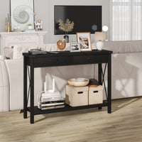 Garvee Console Table with 2 Drawers, Farmhouse Sofa Table with Storage Shelf, Accent Wood Entryway Table for Entryway, Black