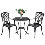 Garvee Patio Bistro Set with Umbrella Hole, 3 Piece Cast Aluminum Bistro Table and Chairs Set, Patio Table and Chairs, Bistro Set for Patio Backyard, Garden, Patio Balcony, Black - Black