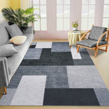 Garvee 9x12 Area Rug Modern Geometric Throw Rugs Washable Extra Large Area Rug for Bedroom Living Room Non Slip Non Shedding Home Decor Mat Contemporary Floor Cover for Dining Room Office Dorm, Grey - Gray