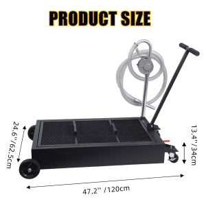 Garvee 25 Gal Hand Pump Oil Drain Pan with 95L Foldable Low Profile, Large Cap - Black