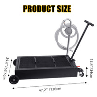 Garvee 25 Gal Hand Pump Oil Drain Pan with 95L Foldable Low Profile, Large Cap - Black