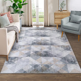 Garvee Modern Geometric Area Rug Non Slip Rug Low Pile Soft Rug Stain Resistant Accent Rug Non Shedding Indoor Carpet Floor Cover for Bedroom Living Room - Gray Yellow