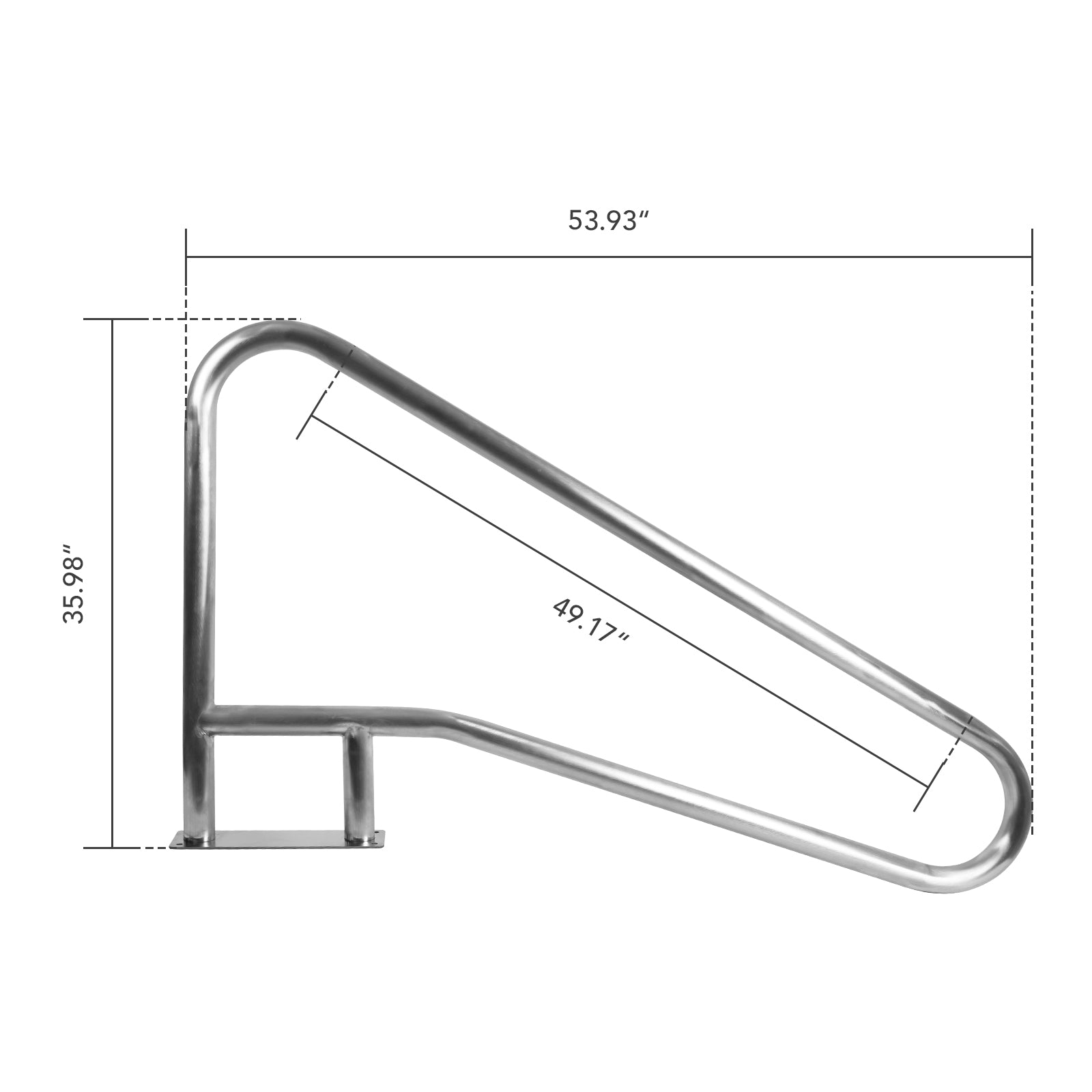 Garvee 54"x36" Stainless Steel Swimming Pool Stair Rail - 250 lbs Load Capacity, Rustproof Handrail with Blue Grip Cover for Inground Pools