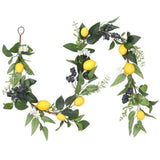 Garvee 6 FT Artificial Lemon Garland, Summer Spring Fruit Garlands with Lemons, Blueberries, Greenery Leaves and White Flowers, Faux Vine for Front Door, Fireplace, Mantel, Stair