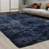 Garvee Fluffy & Sheepskin Navy Blue 9x12 Shag Rug, Soft Fuzzy Plush for Living Room Bedroom Decor - Navy Blue