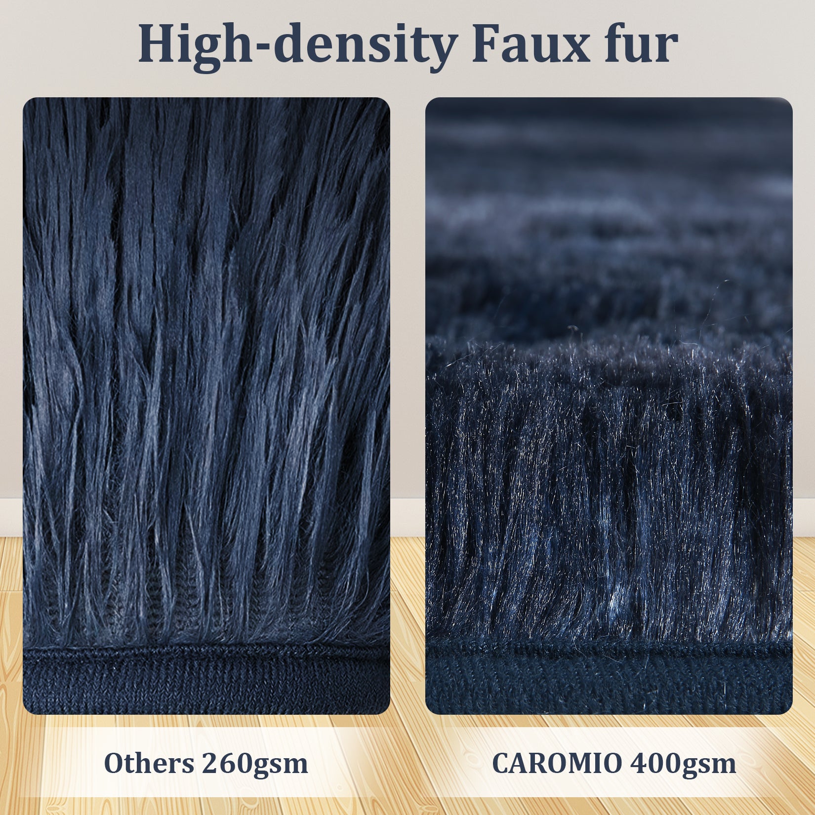 Garvee Fluffy & Sheepskin Navy Blue 9x12 Shag Rug, Soft Fuzzy Plush for Living Room Bedroom Decor
