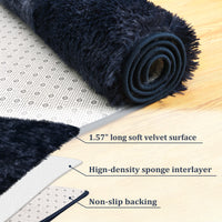 Garvee Fluffy & Sheepskin Navy Blue 9x12 Shag Rug, Soft Fuzzy Plush for Living Room Bedroom Decor