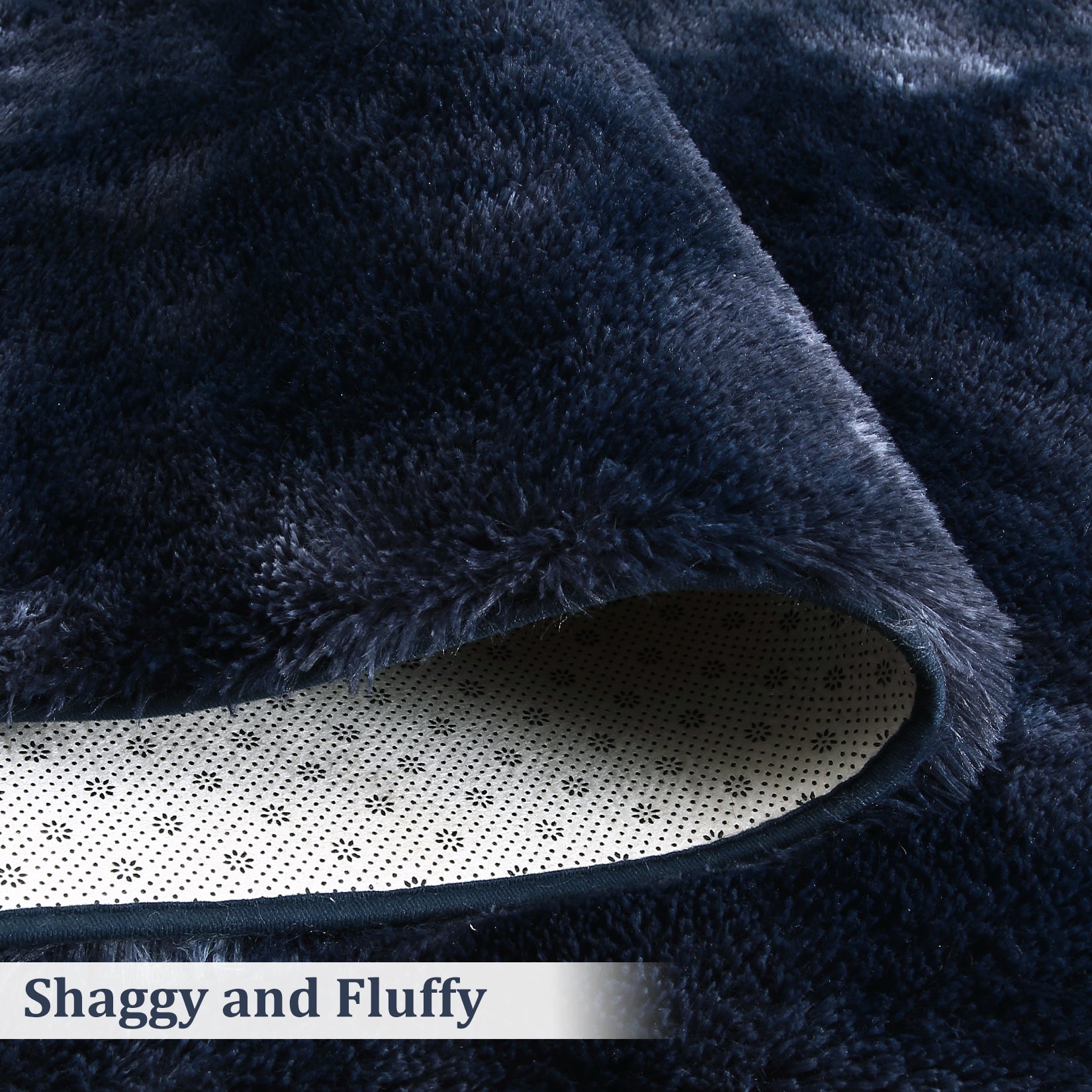 Garvee Fluffy & Sheepskin Navy Blue 9x12 Shag Rug, Soft Fuzzy Plush for Living Room Bedroom Decor