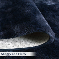 Garvee Fluffy & Sheepskin Navy Blue 9x12 Shag Rug, Soft Fuzzy Plush for Living Room Bedroom Decor