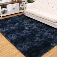 Garvee Fluffy & Sheepskin Navy Blue 9x12 Shag Rug, Soft Fuzzy Plush for Living Room Bedroom Decor