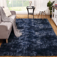 Garvee Fluffy & Sheepskin Navy Blue 9x12 Shag Rug, Soft Fuzzy Plush for Living Room Bedroom Decor