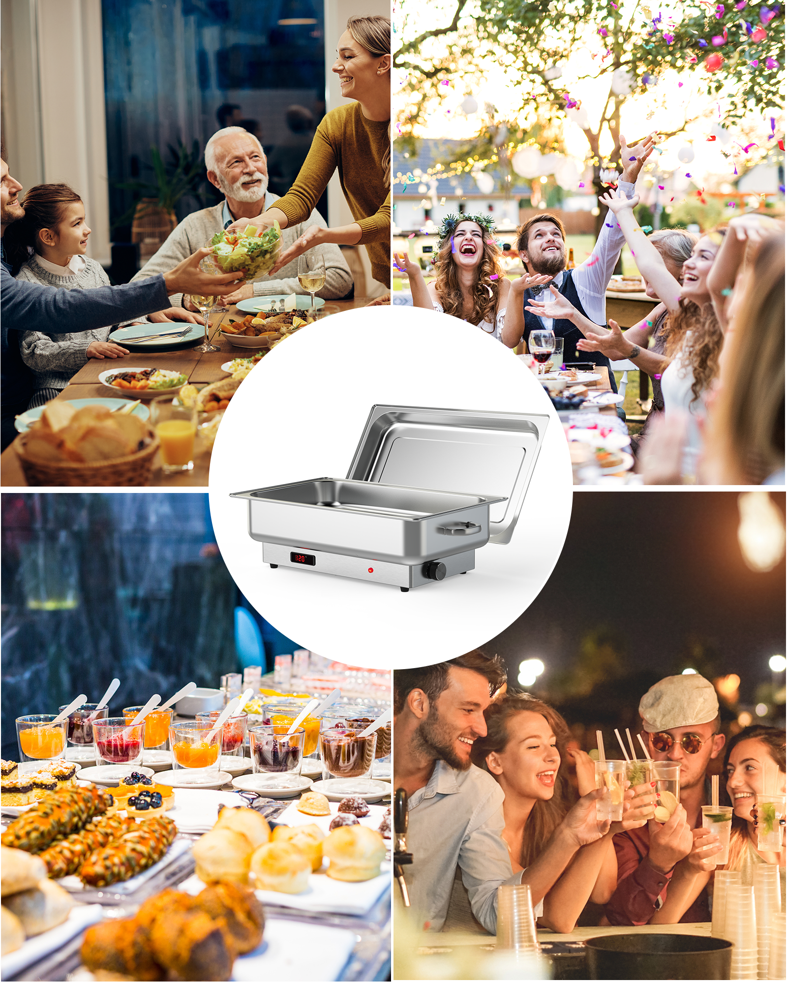 Garvee 9QT(1×1/1Pan)Electric Chafing Dish with Temperature Control, Stainless Steel Buffet Servers and Warmers, Electric Chafing Dish Set with Temperature Control for Catering