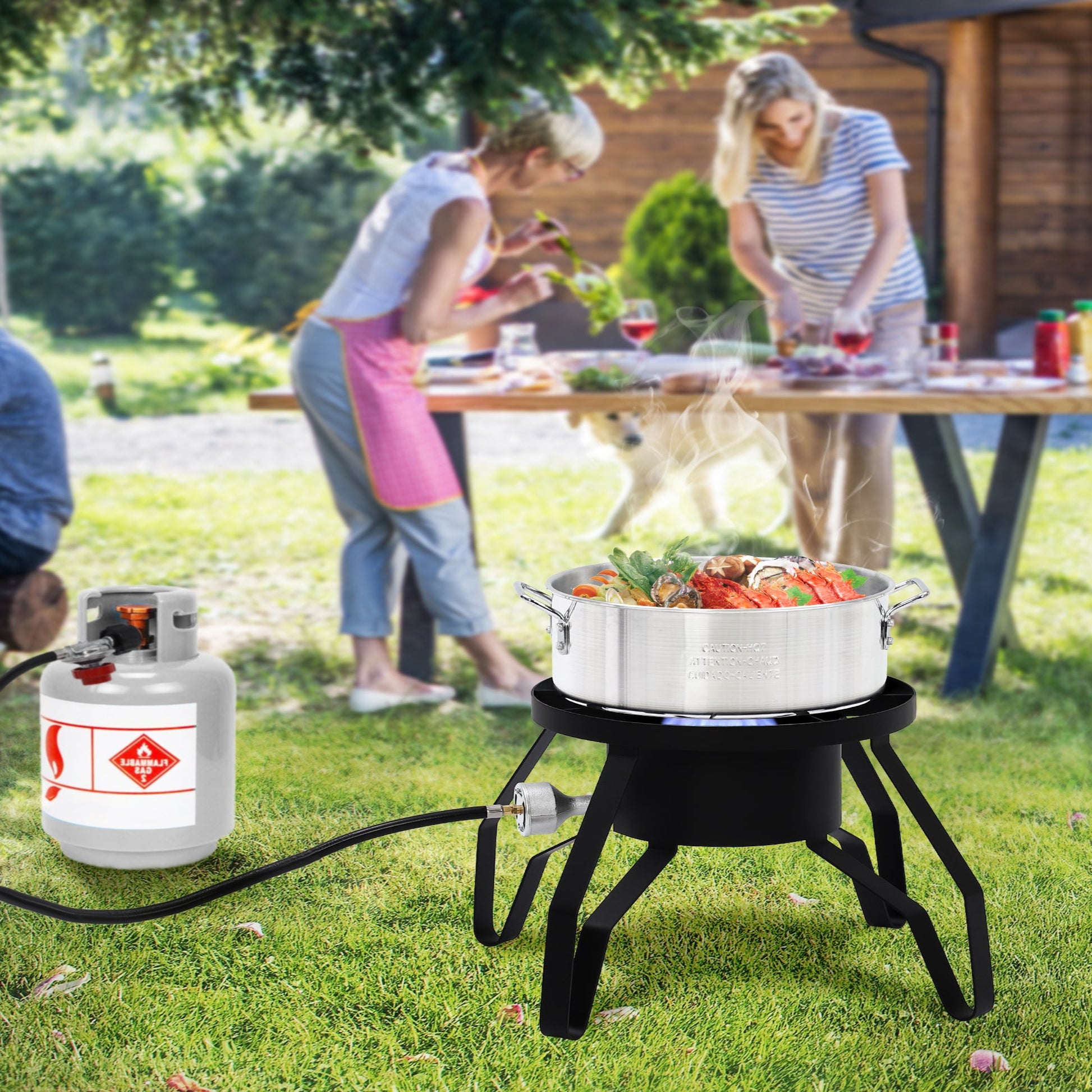 Garvee 14" Single Burner Propane Outdoor Stove - High Heat Portable Cooker for Home Brewing, Turkey Frying, Maple Syrup Preparation