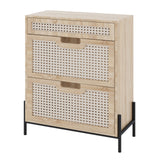 Garvee Natural Rattan Shoe Cabinet with 2 Flip Door and 1 Drawer, Freestanding Shoe Storage Organizer, Modern Narrow Shoe Rack with Adjustable Shelves for Entryway Hallway, Black+Oak - Oak Rattan