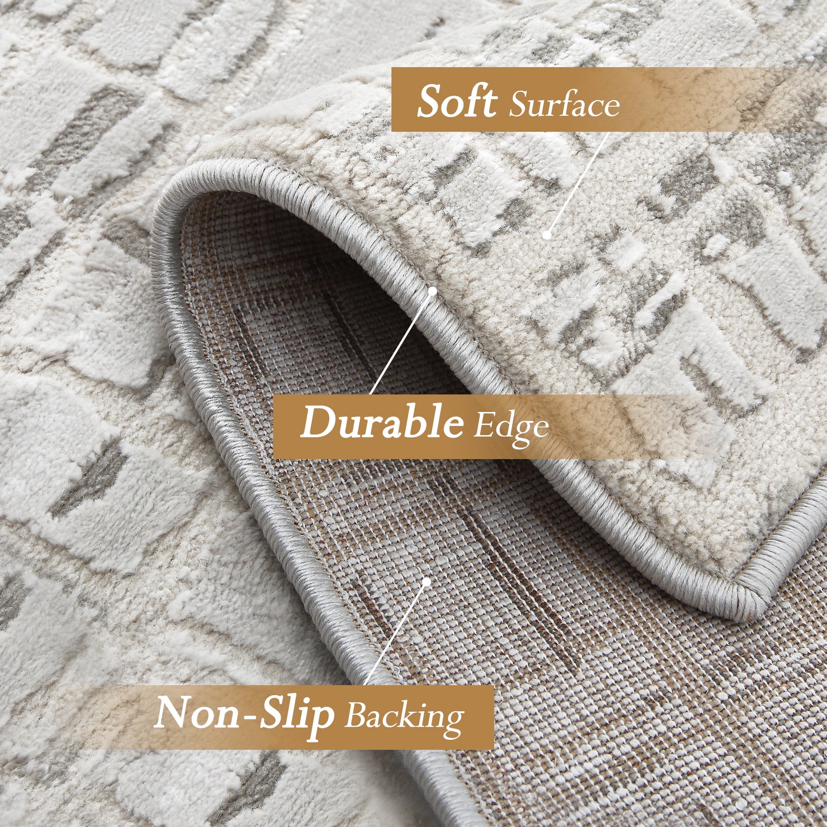 Garvee Area Rug 4x6, Modern Abstract Plaid Rugs, Non-Slip Jute Backing, Home Decor Carpet, Ideal for Bedroom Living Room, Beige, Rectangular