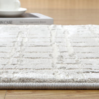 Garvee Area Rug 4x6, Modern Abstract Plaid Rugs, Non-Slip Jute Backing, Home Decor Carpet, Ideal for Bedroom Living Room, Beige, Rectangular