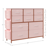 Garvee Dresser with 10 Drawers, Dressers & Chest of Drawers with Wood Tabletop for Bedroom Living Room Entryway - Pink