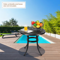 Garvee 23.22" Round Patio Table, Outdoor Cast Aluminum Dining Table, Outdoor Round Patio Bistro Table, Patio Side Table with Plaid Weave Design Design, for Garden,Backyard,Porch Pool,Balcony Deck, Black