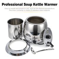Garvee 10.5QT Commercial Soup Kettle Warmer with Hinged Lid and Detachable Stainless Steel Insert Pot for Restaurant and Big Family - Sliver