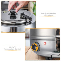 Garvee 10.5QT Commercial Soup Kettle Warmer with Hinged Lid and Detachable Stainless Steel Insert Pot for Restaurant and Big Family - Sliver
