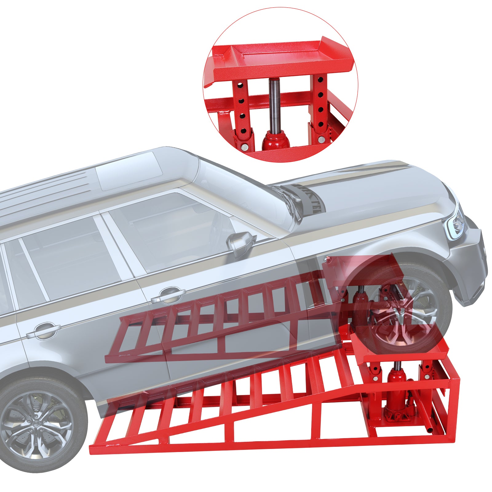 Garvee 5T 10000lbs Hydraulic Auto Service Ramps, 1 Pack, Garage Red
