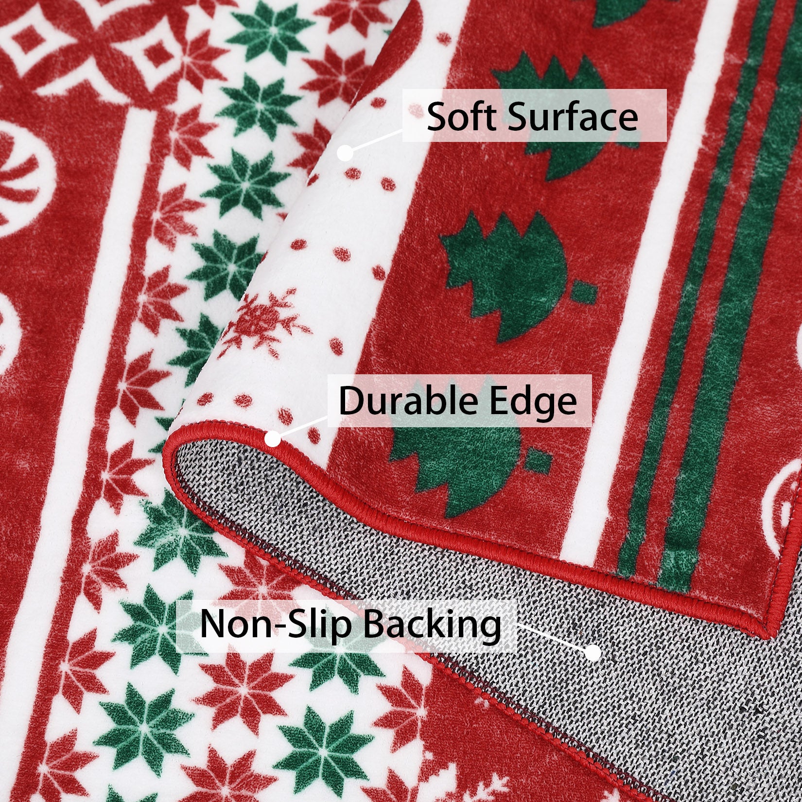 Garvee Christmas Runner Rug 2x8 Non-Slip Washable Soft Reindeer Snowflake Holiday Decor for Hallways Kitchen Entryway