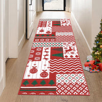 Garvee Christmas Runner Rug 2x8 Non-Slip Washable Soft Reindeer Snowflake Holiday Decor for Hallways Kitchen Entryway