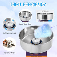 Garvee 1030W Electric Commercial Cotton Candy Machine, Candy Floss Maker with Stainless Steel Bowl, Sugar Scoop for Mall Birthday Family Party