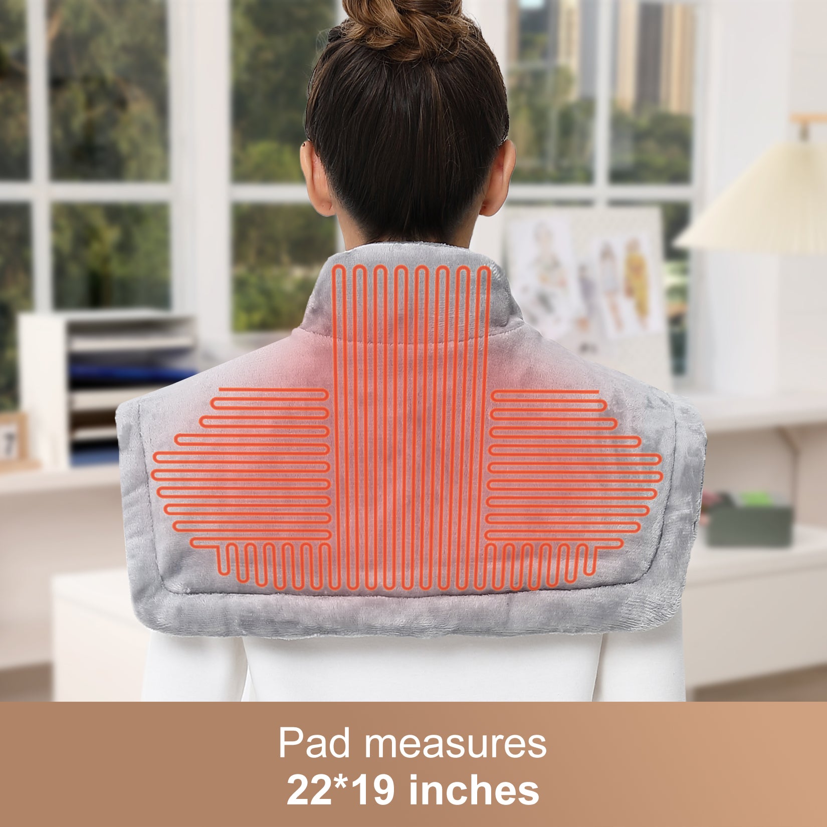Garvee Heating Pad for Neck and Shoulders - 2.2lb Large Electric Fast Heating Pad for Pain Relief and Deep Pressure Therapy, 22"x19", UL Certified, Grey