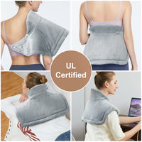 Garvee Heating Pad for Neck and Shoulders - 2.2lb Large Electric Fast Heating Pad for Pain Relief and Deep Pressure Therapy, 22"x19", UL Certified, Grey