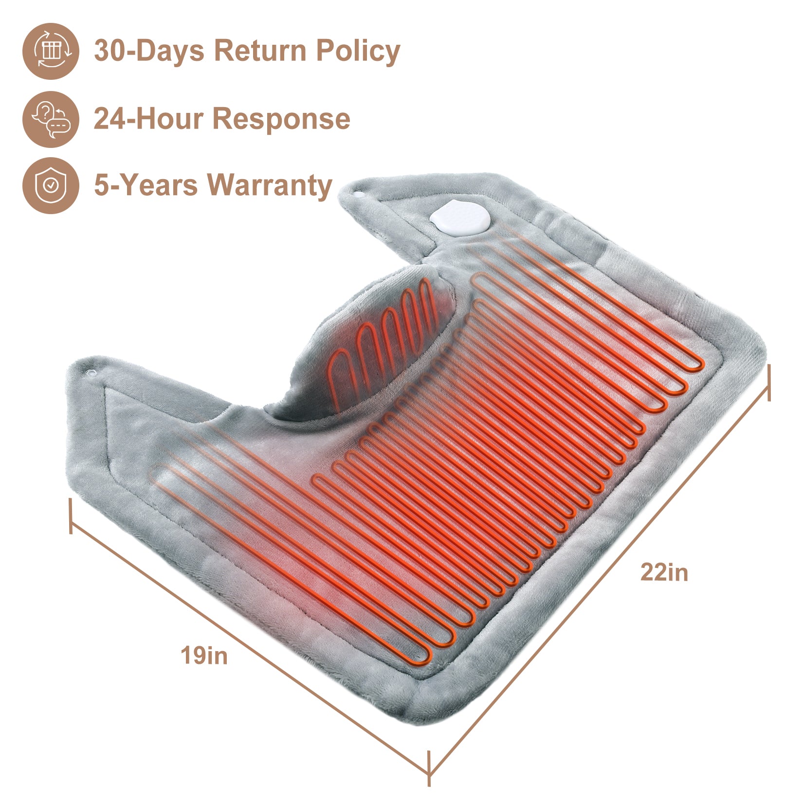 Garvee Heating Pad for Neck and Shoulders - 2.2lb Large Electric Fast Heating Pad for Pain Relief and Deep Pressure Therapy, 22"x19", UL Certified, Grey