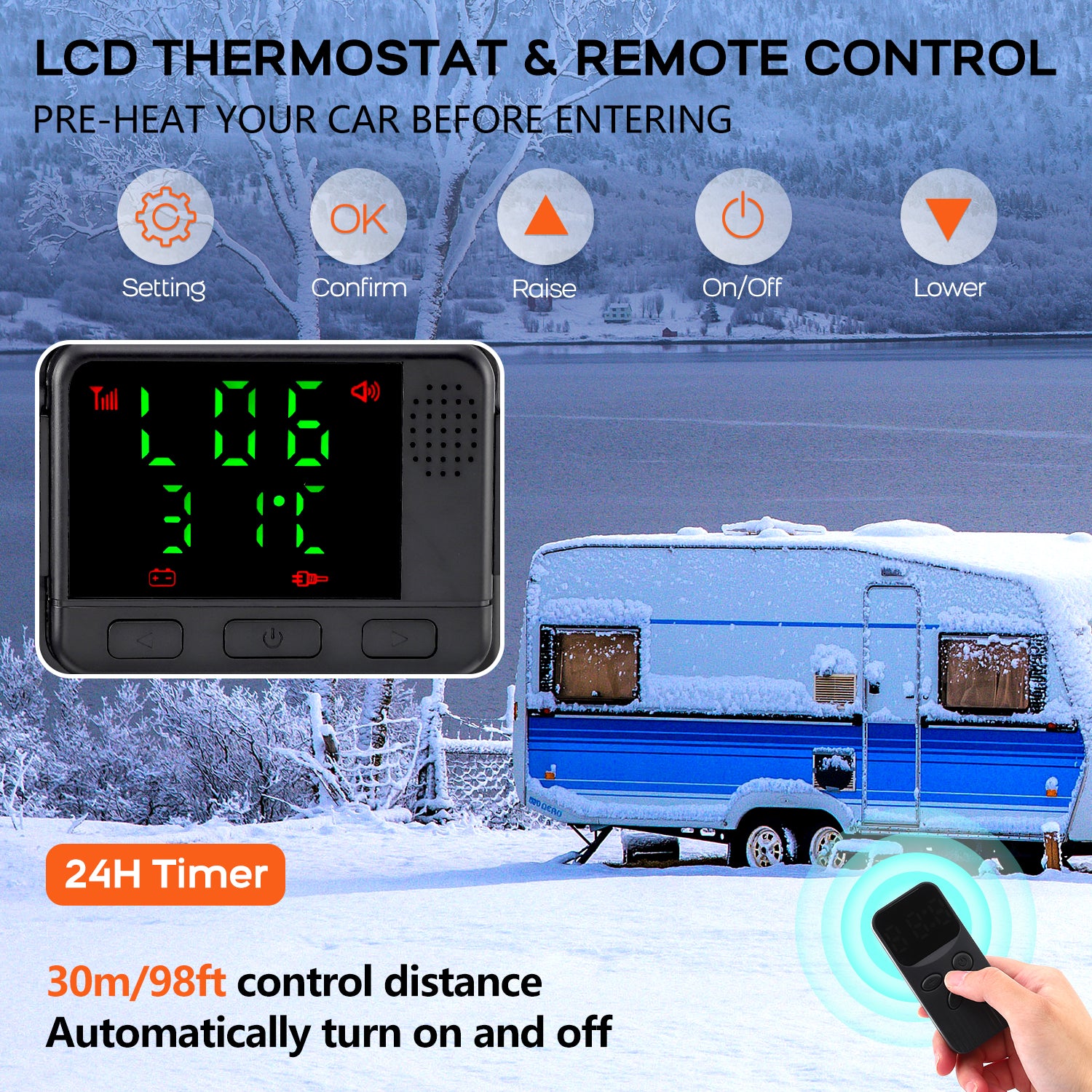 Garvee 5KW 12V All-in-One Diesel Air Heater, Portable Diesel Heater with LCD Display & Remote Control, 5L Tank Capacity, Ideal for Vehicles, RVs, Trucks, Boats, Buses, and Motorhomes