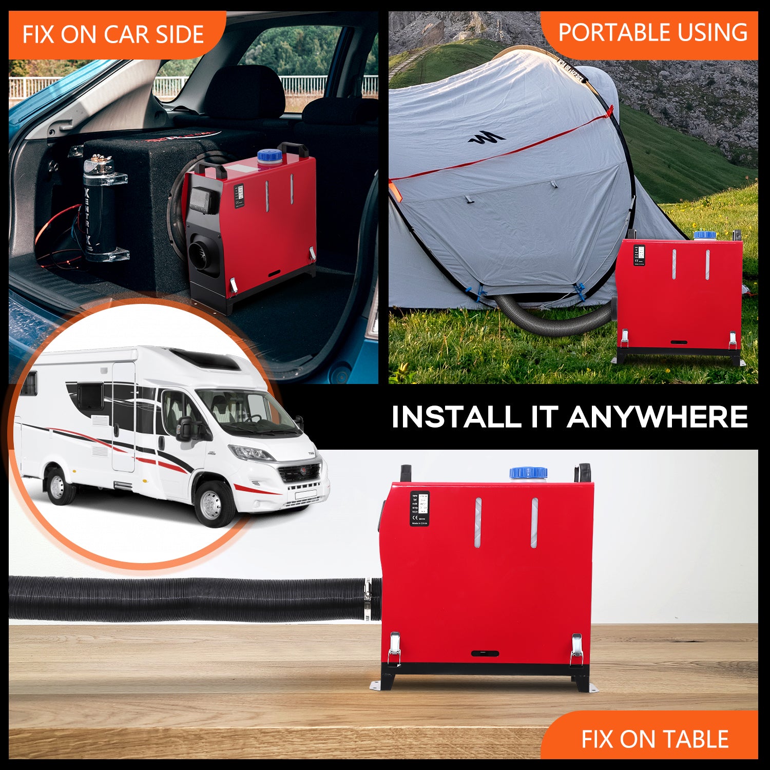 Garvee 5KW 12V All-in-One Diesel Air Heater, Portable Diesel Heater with LCD Display & Remote Control, 5L Tank Capacity, Ideal for Vehicles, RVs, Trucks, Boats, Buses, and Motorhomes