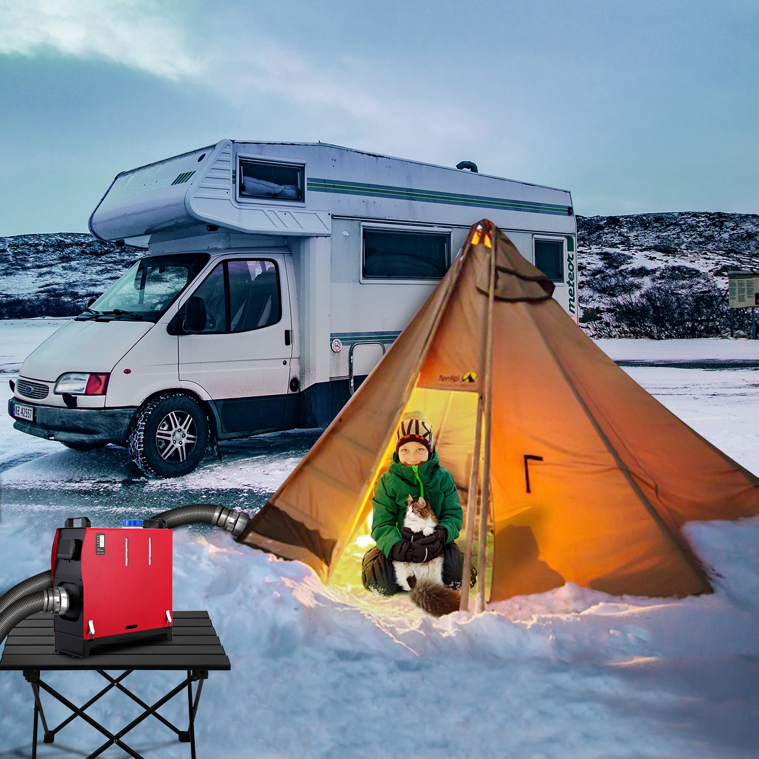 Garvee 5KW 12V All-in-One Diesel Air Heater, Portable Diesel Heater with LCD Display & Remote Control, 5L Tank Capacity, Ideal for Vehicles, RVs, Trucks, Boats, Buses, and Motorhomes
