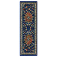 Garvee Monaco Collection Runner Rug - 2x8, Navy Blue & Orange, Boho Chic Medallion Distressed Design, Non-Shedding & Easy Care, Ideal for High Traffic Areas in Living Room, Bedroom