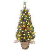 Garvee 3ft Small Christmas Tree, Pre-lit Xmas Tree with Cloth Bag Base, Mini Christmas Tree with LED Lights, Artificial Christmas Tree with Pine Cones and Berries for Desk Decoration - Fiber Light Tree-1 Pack