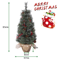 Garvee Pre-Lit Artificial Small Christmas Tree 3ft with 78 Warm White Lights, Tabletop Mini Christmas Tree with a Burlap Base, Battery Operated and Timer Function, Christmas Decoration for Home