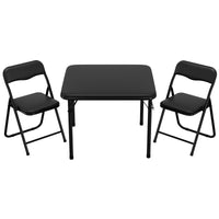 Garvee Boys and Girls Folding Table and Chairs Set of 3, Portable Table and Chair with PU Soft Cushion,Suitable for Eating,Reading and Playing, Black