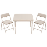Garvee Boys and Girls Folding Table and Chairs Set of 3, Portable Table and Chair with PU Soft Cushion, Suitable for Eating, Reading and Playing, Beige - Beige