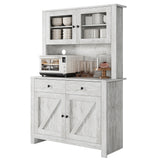 Garvee 41" Kitchen Pantry Cabinet Large Storage Hutch, Grey Wood Buffet Cupboard with 3 Adjustable Shelves & 2 Drawers, Modern Farmhouse China Display Cabinet, Grey - Grey