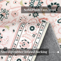 Garvee Area Rug Pink 2x3 Door Mat Washable Indoor Area Rug Vintage Rug Area Rug Distressed Medallion Area Rug Non Slip Boho Floor Carpet for Living Room Bedroom Kitchen Home Office