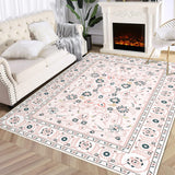 Garvee Pink 6x9 Rug for Living Room Washable Rugs Boho Rug for Bedroom Vintage Rug Soft Rug Non Slip Carpet Tribal Throw Rugs Stain Resistant Office Rug Classroom Rug - Pink